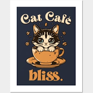 Cat Cafe Bliss - Cats and Coffee Posters and Art